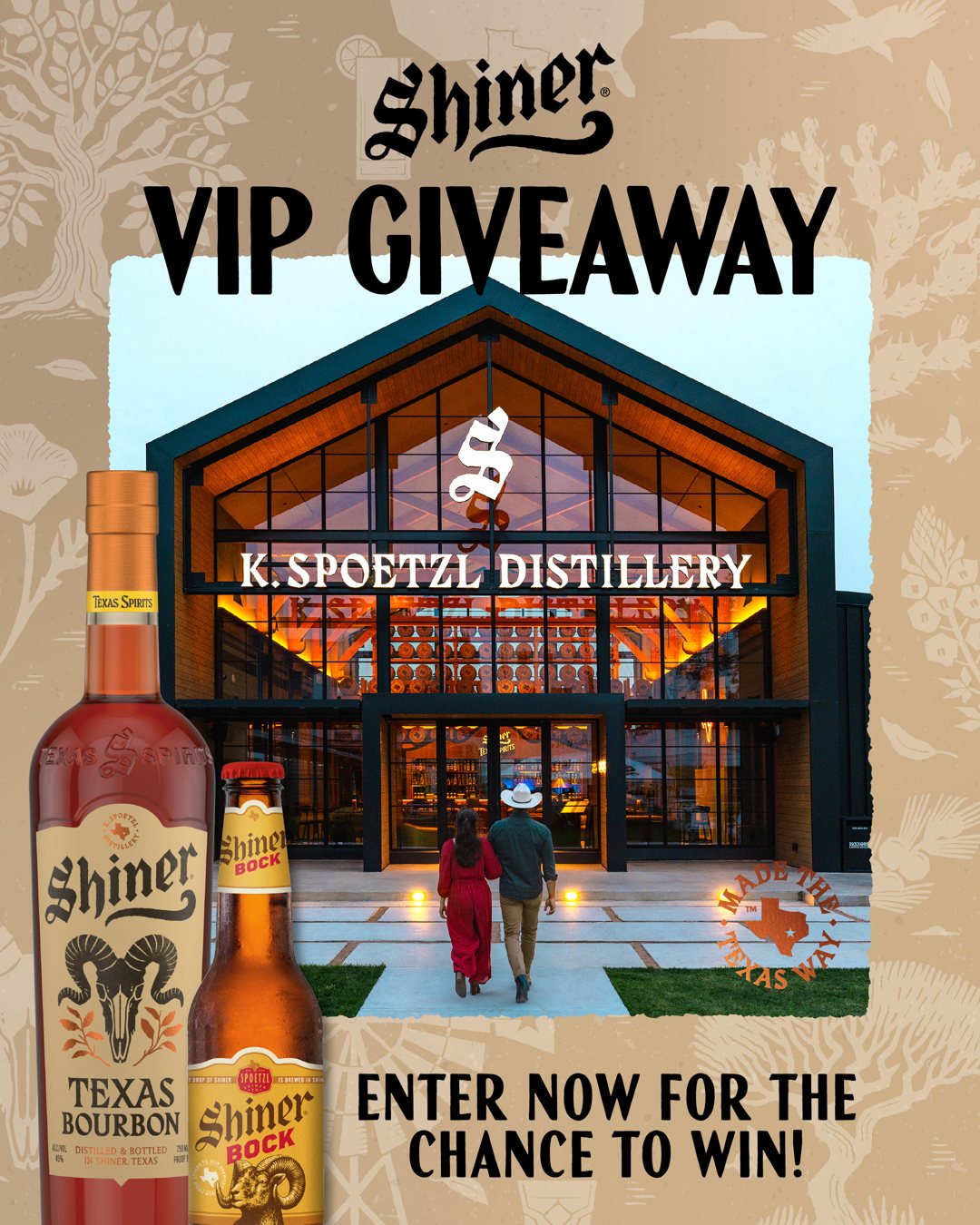 Shiner VIP Giveaway: K. Spoetzl Distillery with Shiner Texas Bourbon and Shiner Bock. Enter now for the chance to win!
